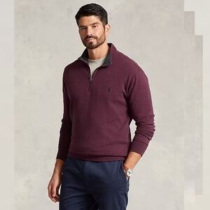 Polo by Ralph Lauren Men's Maroon& heather gray Zip-Up Sweater Sz.XLT